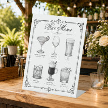 Cardápio de Bar de Cocktail Caligrafia Clássica pa