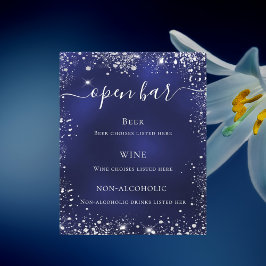Cardápio de barra de casamento brilhante azul nava