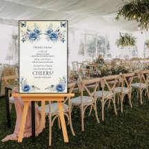 Cardápio de Bebidas Modernas Flores Azuis e Borbol