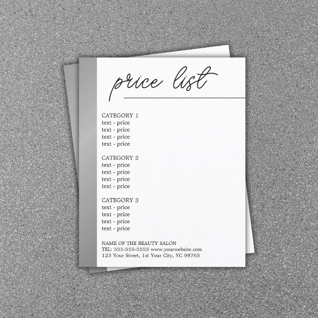 Cardápio de Beleza Minimalista Linha Prata Falso B (Criador carregado)