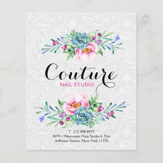 Cardápio de Buquê Floral Colorido (Verso)