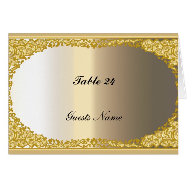 Cardápio de cartão de mesa com aparência de ouro e (Frente Horizontal)