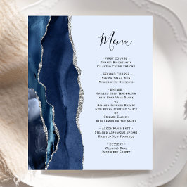 Cardápio de Casamento Ágata Azul Navy Azul Pálido