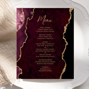 Cardápio de Casamento Ágata Vermelho Borgonha Orça