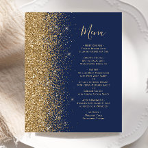 Cardápio de Casamento Azul Marinho com Glitter Dou