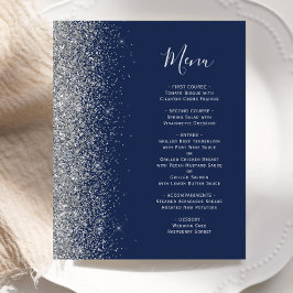 Cardápio de Casamento Azul Naval com Borda de Bril