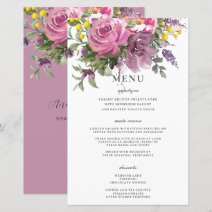 Cardápio de Casamento Boho Chic Floral Rosa Magent