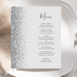 Cardápio de Casamento Brilho Prata Cinza Pálido Or