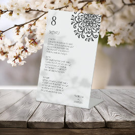 Cardápio de Casamento Caprichoso em Preto e Branco