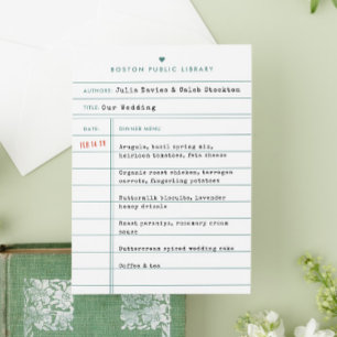 Cardápio de Casamento Cartão de Empréstimo de Livr