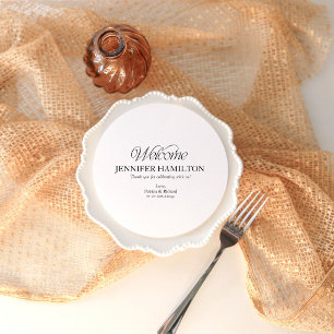 Cardápio de Casamento Circular e Cartão de Lugar c