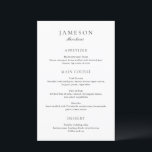Cardápio de Casamento Clássico Preto e Branco Eleg<br><div class="desc">Cardápio de casamento elegante com um design simples e clássico com os detalhes do seu evento em fontes serifadas tradicionais e elegantes. Use o modelo para adicionar o nome de cada convidado.</div>