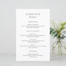 Cardápio de Casamento Clássico Preto e Branco Eleg