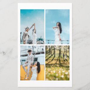 Cardápio de Casamento Colagem de Fotos Romance Bra