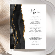 Cardápio de Casamento com Ágata Preta Orçada