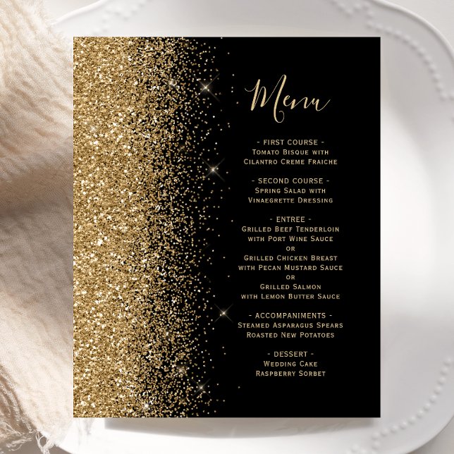 Cardápio de Casamento com Brilho Dourado Orçamento (Criador carregado)