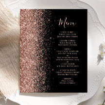 Cardápio de Casamento com Brilho em Dourado Rosa d