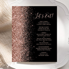 Cardápio de Casamento com Brilho em Ouro Rosa Econ