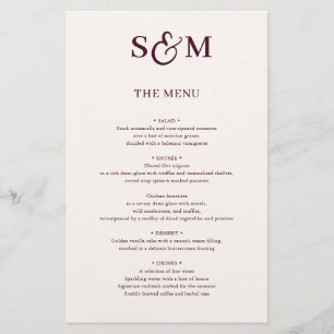 Cardápio de Casamento com E comercial em Letra Clá