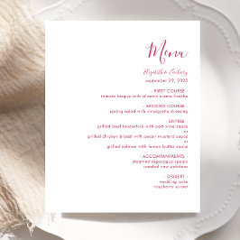 Cardápio de casamento com fonte magenta moderna or