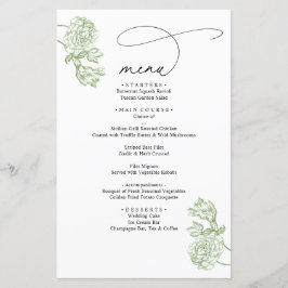 Cardápio de Casamento com Letra Moderna Floral Ver