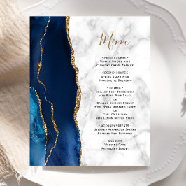 Cardápio de Casamento com Mármore Ágata Azul Naval