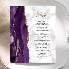 Cardápio de Casamento com Mármore Ágata Roxo Doura