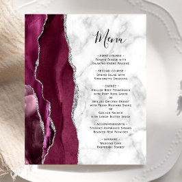 Cardápio de Casamento com Mármore de Ágata Prata B