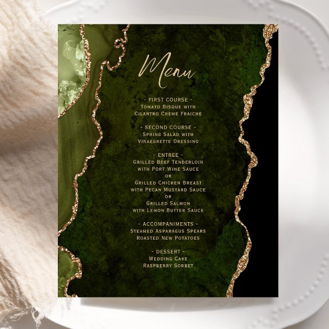 Cardápio de Casamento com Oliva Verde e Ágata Dour (Criador carregado)