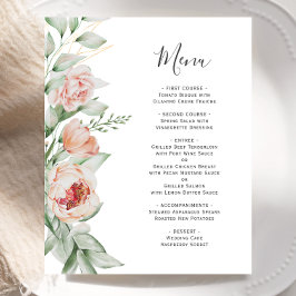 Cardápio de Casamento de Água-Forte Floral na Prim