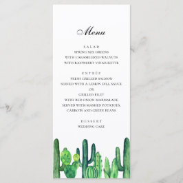 Cardápio de casamento de cacto verde. Menu de jant