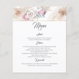 Cardápio de Casamento de Grama de Pampas Floral Ro