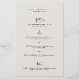 Cardápio de Casamento Elegante Bege Atemporal Neut