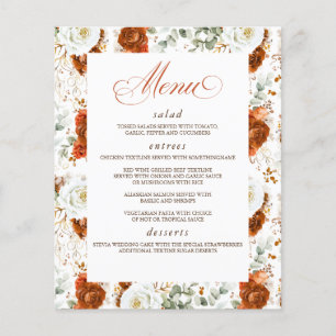 Cardápio de casamento elegante com flores de terra