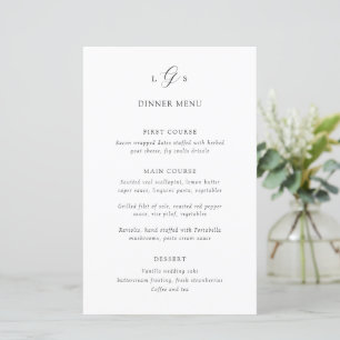Cardápio de Casamento Elegante Preto e Branco Atem