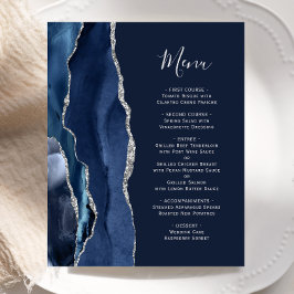 Cardápio de Casamento em Ágata Azul Marinho Prata 
