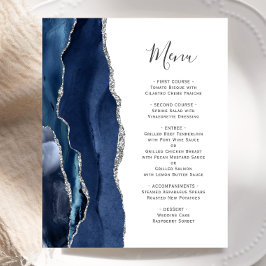 Cardápio de Casamento em Ágata Azul Marinho Prata