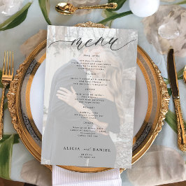 Cardápio de casamento em foto preto e branco econô