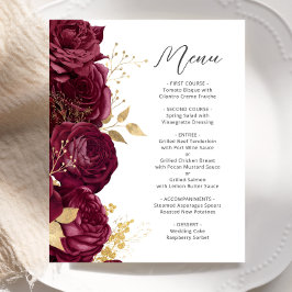 Cardápio de Casamento em Grafia Floral Dourada de