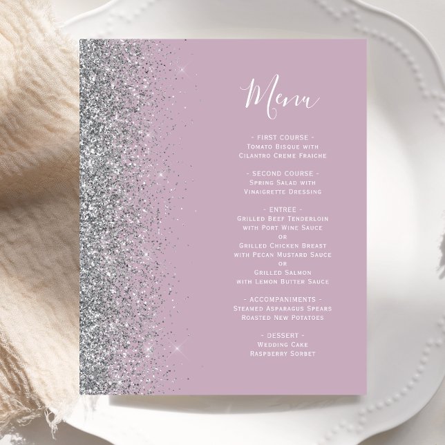 Cardápio de Casamento em Lilás Empoeirado com Bril (Criador carregado)