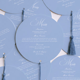 Cardápio de Casamento em Poeira Azul Elegante Círc