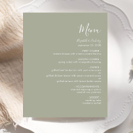 Cardápio de Casamento em Verde Oliva Moderno e Eco