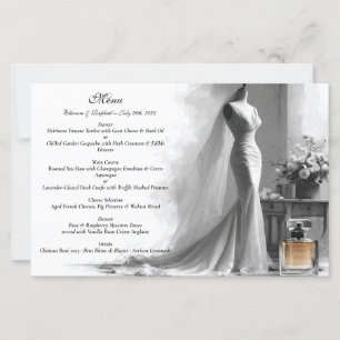 Cardápio de Casamento Esboço Romântico com Perfume