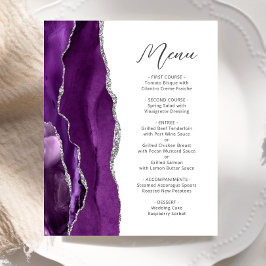 Cardápio de Casamento Escrito em Roxo Prata Ágata