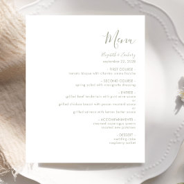 Cardápio de Casamento Escrito em Verde Oliva Moder