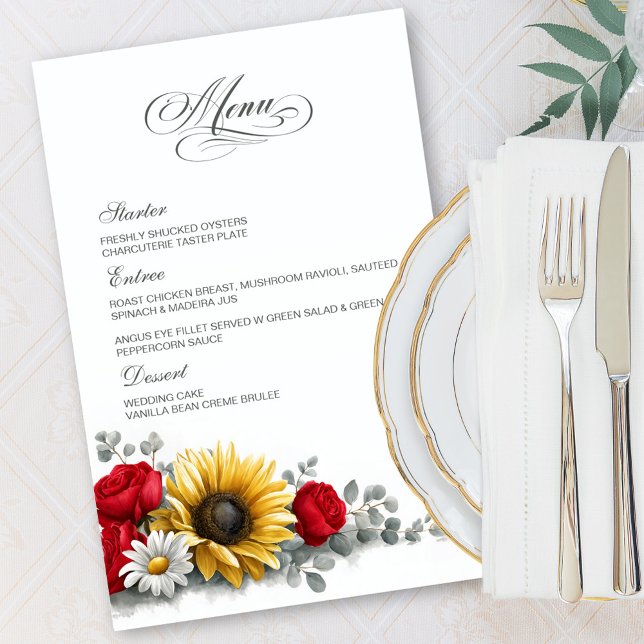 Cardápio de Casamento Floral com Girassol e Rosa V (Criador carregado)