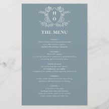 Cardápio de Casamento Floral Monograma Crista Vint