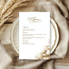 Cardápio de casamento floral neutro rústico