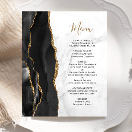 Cardápio de Casamento Mármore Branco Ágata Black G