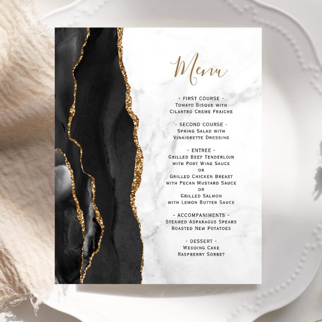 Cardápio de Casamento Mármore Branco Ágata Black G (Criador carregado)